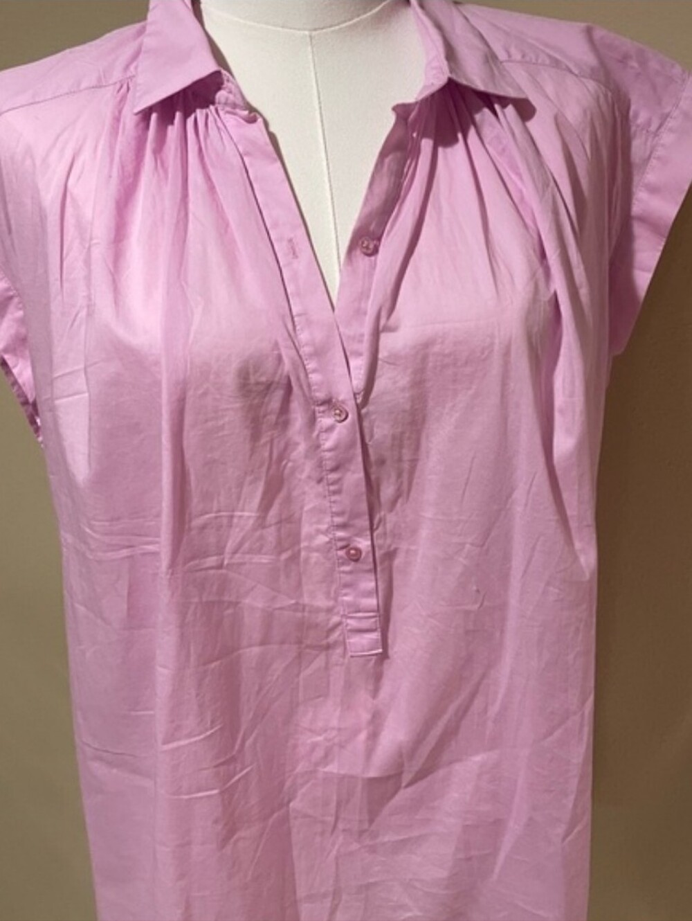 Rails Pink Popover Cap-Sleeve Shirt Size Medium